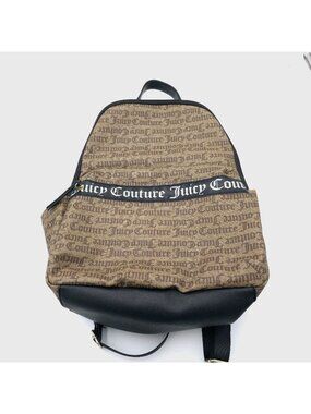Juicy Couture Backpack Brown Monogram Logo Mini Backpack Black Trim